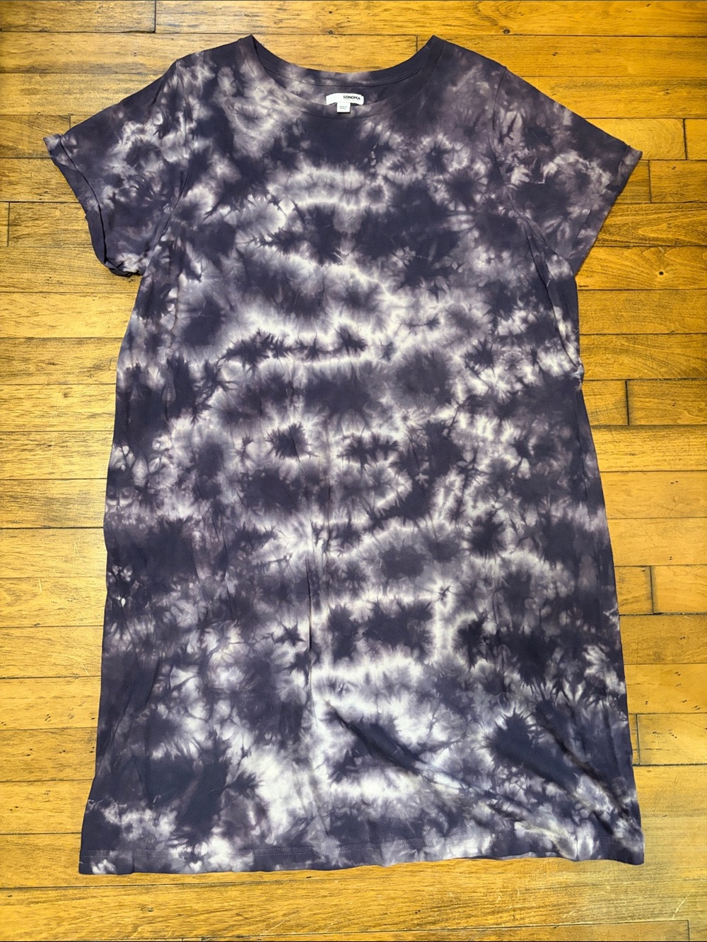 Sonoma Tie-Dye Tee Dress in Purple and White